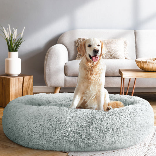 Pet Bed Dog Cat 110cm - Calming Extra Large Soft Plush Light Grey